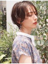 ホヌア(hoNua.) 【hoNua.】くびれショートボブ 前髪 ブラウンカラー20代30代40代