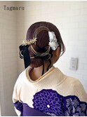 卒業式袴着付けヘアセット☆タイトなシニヨンアレンジ♪