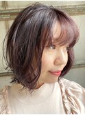 高発色/ピンクバイオレット/くびれボブ/10代/20代/30代