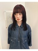 ミディアム×ブリーチカラー×パープルレッド×姫カット