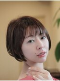 ネビージュオリーブベージュ髪質改善前髪カットショートボブ
