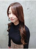 緩め巻き髪暖色ブラウン