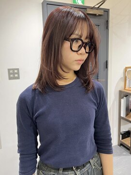 シール 梅田(CIRR) 赤みブラウン×顔まわりレイヤーミディ