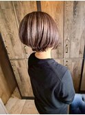 丸みショート/大人ひし形ショート/白髪ぼかし/フォギーベージュ