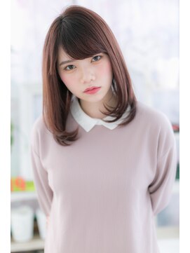 ミック 日暮里店(miq) 大人かわいい斜めバングカシスブラウンエアストレートa1