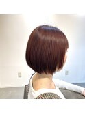 艶髪ストレート×ショート×チェリーレッド×髪質改善【広島】