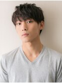 ゆるパーマでセクシー男子なグレージュカラーショートa戸田公園