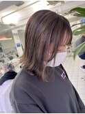 斜めバンググレージュカラーデザインカラーシルキーベージュ
