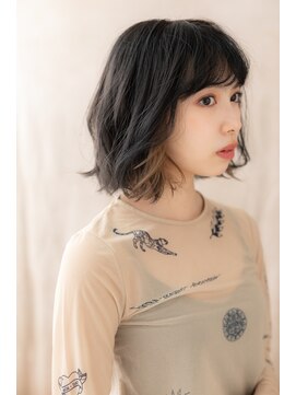 カバーヘア ブリス 川口(COVER HAIR bliss) フルバングイヤリングカラーゆるふわミディZ川口20代30代40代