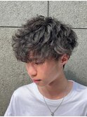 メンズ/波巻きスパイラルパーマ/シルバーアッシュ