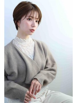 ムウ 難波(MOU) ショートボブくびれヘアアプリコットオレンジ20代30代40代50代