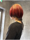 ルーツカラーブロンド×レッド×ブラック
