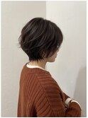 大人可愛い30代40代50代ナチュラルショートココアベージュ