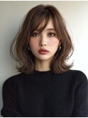 ブリーチなしカラー×ブラウンレイヤーカット韓国風くびれ