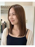 上品な艶とまとまりの美髪セミロング髪質改善艶髪髪質改善カラー