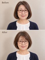 aptas 青山/表参道 白髪染め/白髪ぼかしハイライト/ボリュームアップエクステ 50代の大人ボブ|表参道・青山