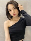 韓国風切りっぱなしボブ 髪 チョコレート 小顔カット A706