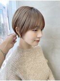 大人ショートボブ丸みショートカットマッシュショート前髪あり