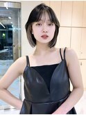 ♪顔周り レイヤー ウルフ 韓国ボブ 縮毛矯正