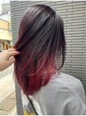★美髪モテ髪イメチェン愛されワインレッドインナーカラー