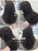柔らかヘア/オリーブベージュグレージュ/レイヤーカット