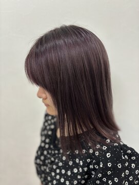 ダブルカラーラベンダー暗色カラーレイヤーボブ透明感カラー行徳