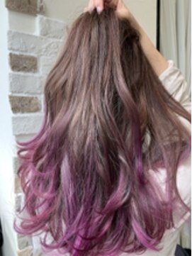 ネウィ ハウオリ 札幌駅前(newi hau'oli) インナーカラー、ピンクラベンダー、イヤリングカラーグレージュ