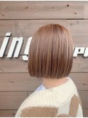 ふわつやミニボブ/刈り上げボブ/細めハイライト/マロンベージュ