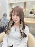 ホワイトベージュ インナーカラー ケアブリーチ 髪質改善 仙台