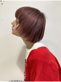 ボルドーカラー_ブリーチなし_赤髪_活性ケラチン