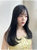 姫カットレイヤー×透明感ブルーブラック/ワンカール/前髪カット