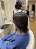 オリーブグレージュと外ハネ【高濃度水素カラー】
