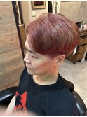 毛流れスタイル　刈り上げ　デザインカラー