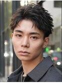 渋谷フェザーパーマセンターパートヘアルーズパーマメンズカット