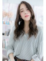 ミック 日暮里店(miq) 外国人風フリンジウェーブxダークカラーのこなれセミディ