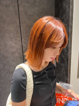 ロンドシエル 横浜(Lond ciel) 【オレンジ】ハイライトとオレンジのボブ☆