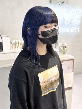 ファイブバイジエクト 堀江(FIVE by The Ect) ブルー×ブラック　ツートンデザインカラー