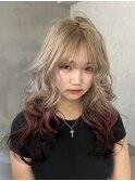 アッシュブロンド/ミルクティーベージュ/エンドカラー/ベージュ