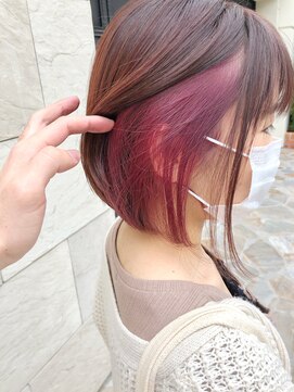 エミス バイ メルト 吉祥寺(emis by melt) 【堀惠洋平】インナーカラー ピンク ボブ 吉祥寺 ショート