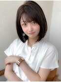 20代30代40代大人かわいい小顔ボブ ひし形シルエット グレージュ
