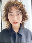 ウルフパーマ_外ハネボブセクションカラーペールベージュ_28635
