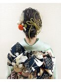 成人式ウェーブ下めアップ