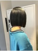 前下がりボブ切りっぱなしボブぱつっとボブハイトーンボブ/美髪
