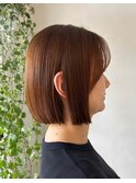 切りっぱなしボブ＋ハニーベージュ