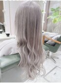デザインカラーロング☆オリーブアッシュグレージュカラー小顔