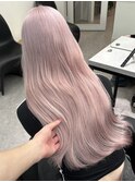 ピンクベージュ透明感カラー/ウルフレイヤーロング/ボブルフ