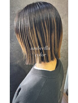 アンテナ 安城店(ANTENA) アンブレラカラー　切りっぱなしボブ　ハイライトカラー
