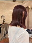 ★結べるボブ/切りっぱなしロブ/外ハネ/チェリーレッド/銀座20代