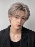 ブリーチホワイトシルバーホワイトベージュ韓国風センターパート