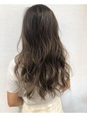 シアベージュ×ハイライト×ほつれウェーブ